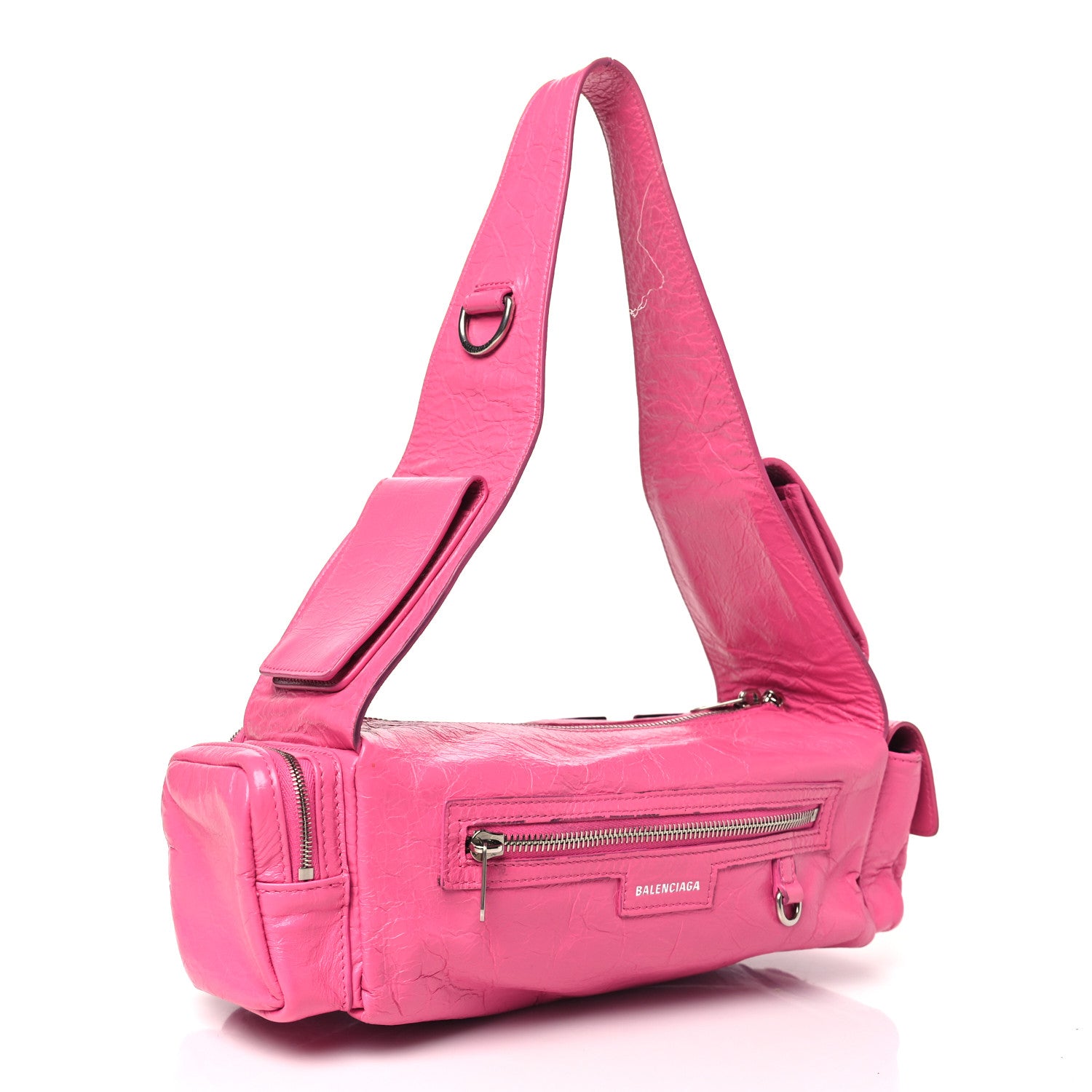 Balenciaga Agneau Arena Superbusy XS Sling Zip Shoulder Bag Hot Pink 3 of 11