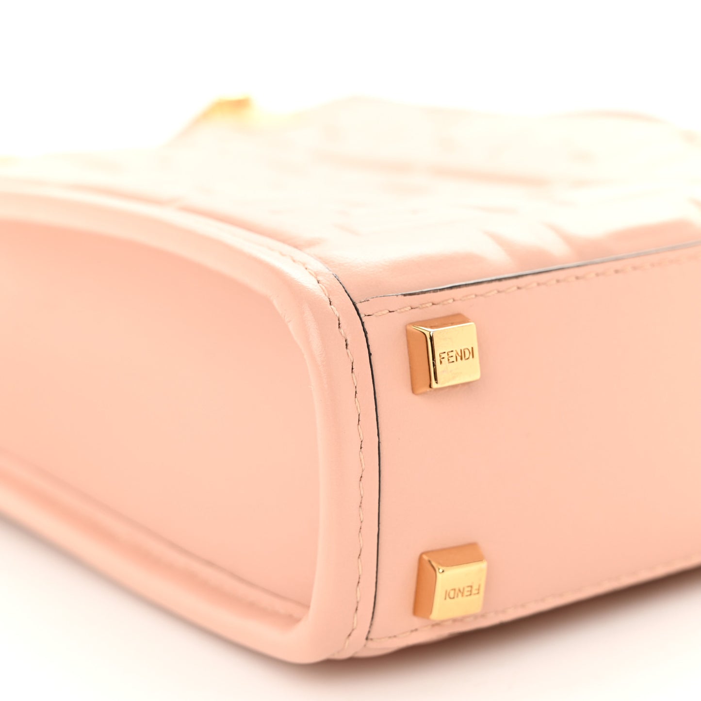 Vitello Plexiglass FF Embossed Mini Fendi Sunshine Shopper Tote Baby Pink