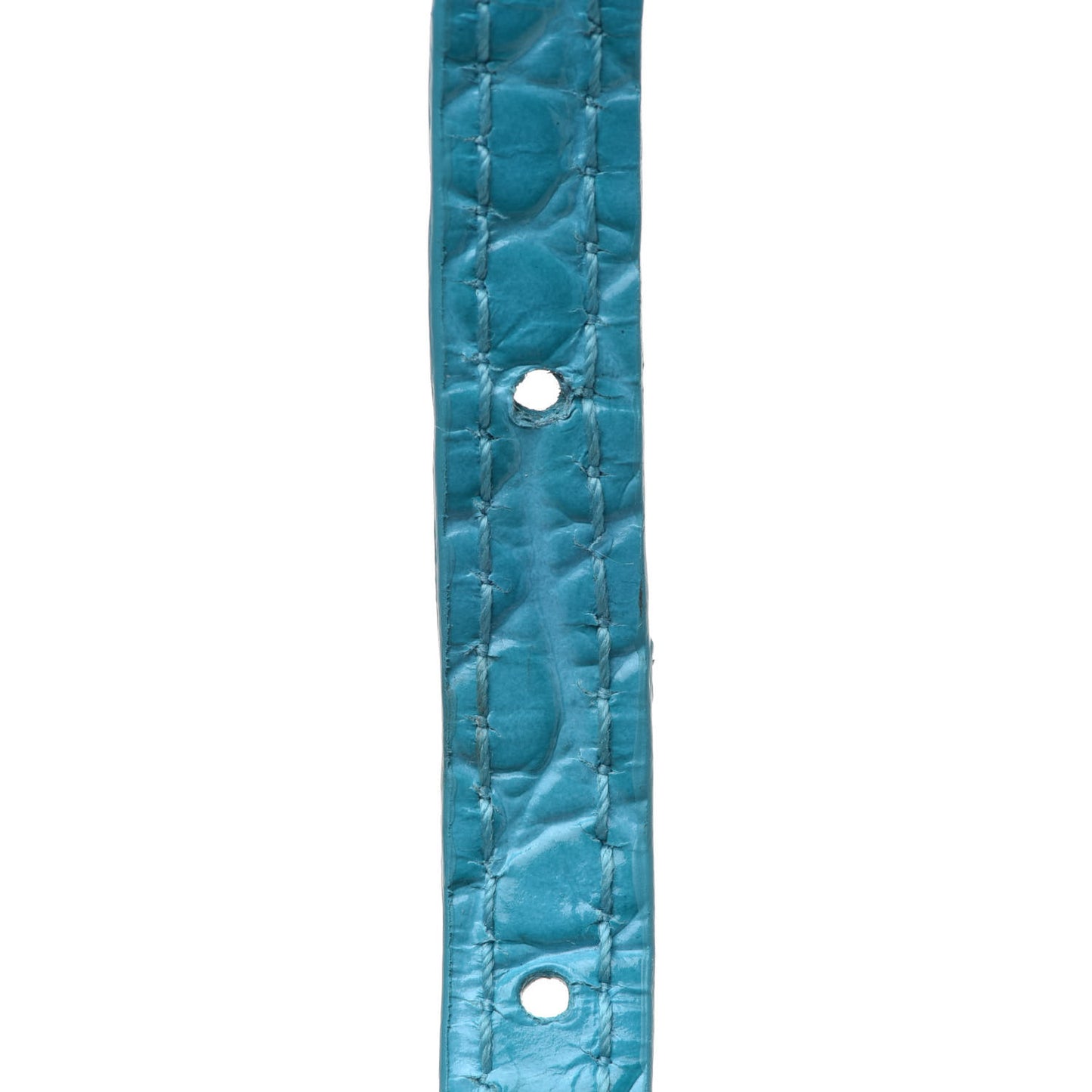 Shiny Calfskin Crocodile Embossed Hourglass Top Handle Bag Mini Turquoise