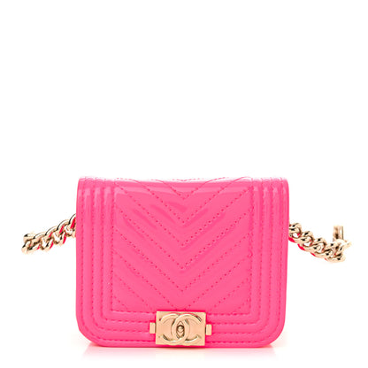 Chanel Patent Chevron Boy Flap Waist Belt Bag Pink 1 of 12