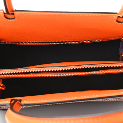 Burberry Calfskin Small Two Handle Title Bag Tan Bright Orange 6 of 8
