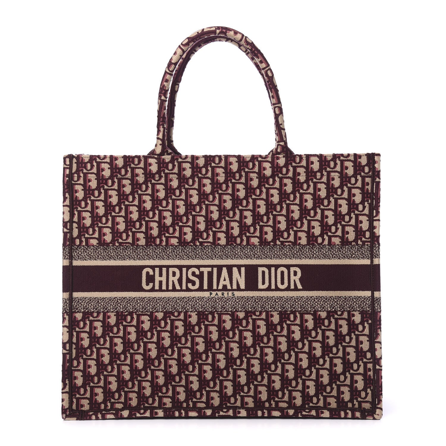 Christian Dior Oblique Large Book Tote Burgundy Multicolor 1 of 16