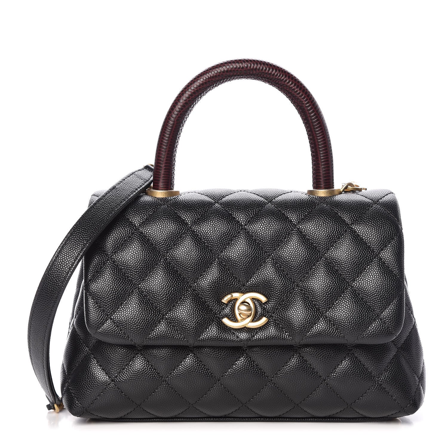 Chanel Caviar Lizard Embossed Quilted Mini Coco Handle Flap Black 1 of 11