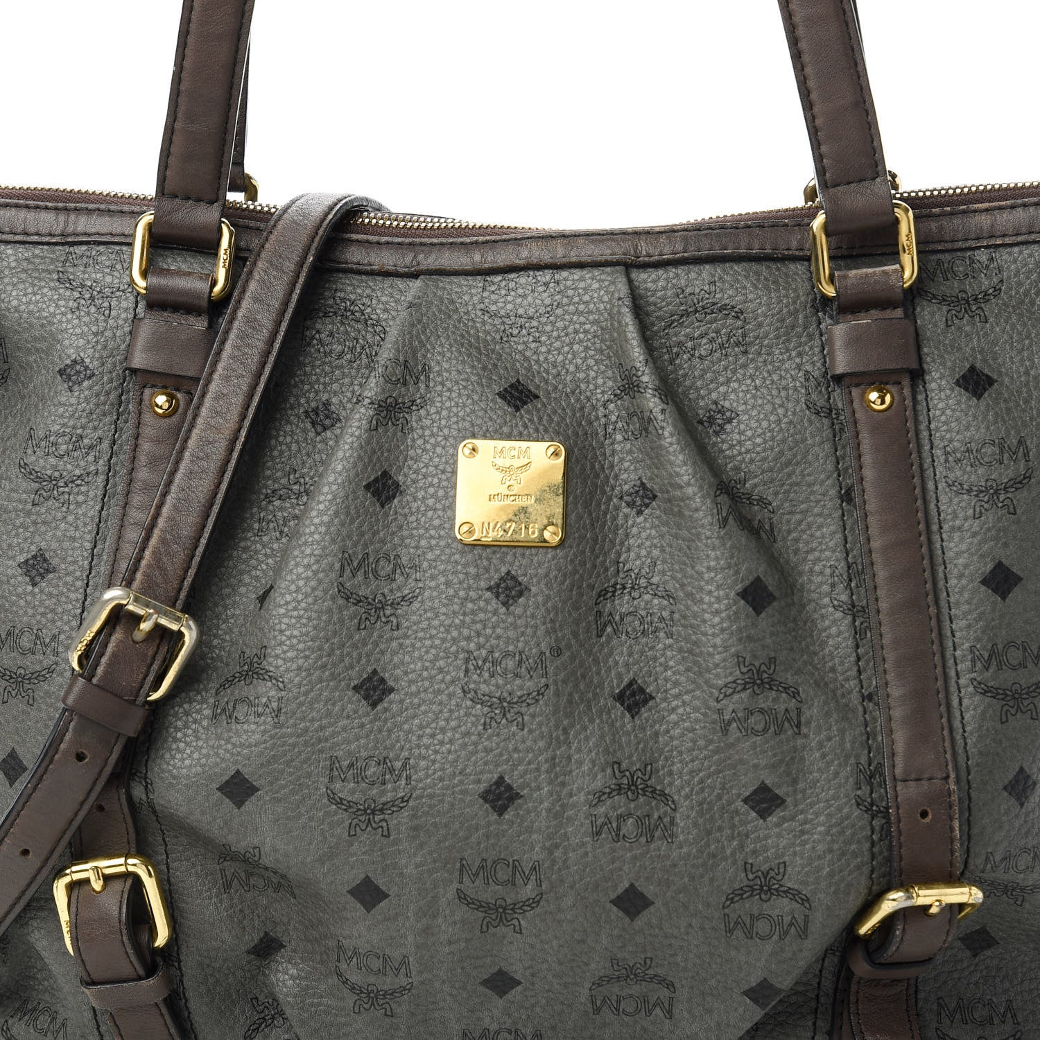 MCM Visetos Medium Essentials Shopper Tote Phantom Grey 10 of 10