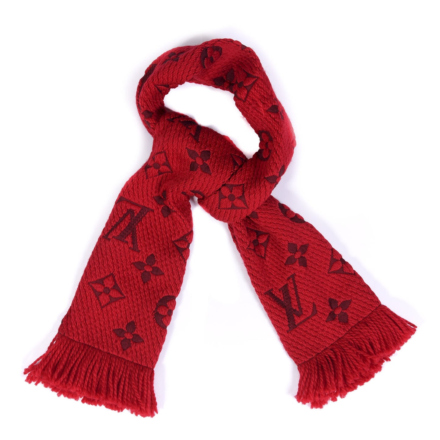 Wool Silk Logomania Scarf Rubis