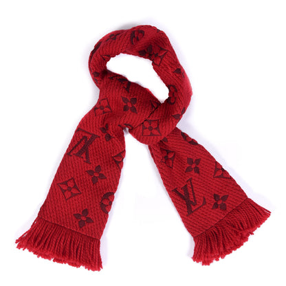 Louis Vuitton Wool Silk Logomania Scarf Rubis 2 of 3