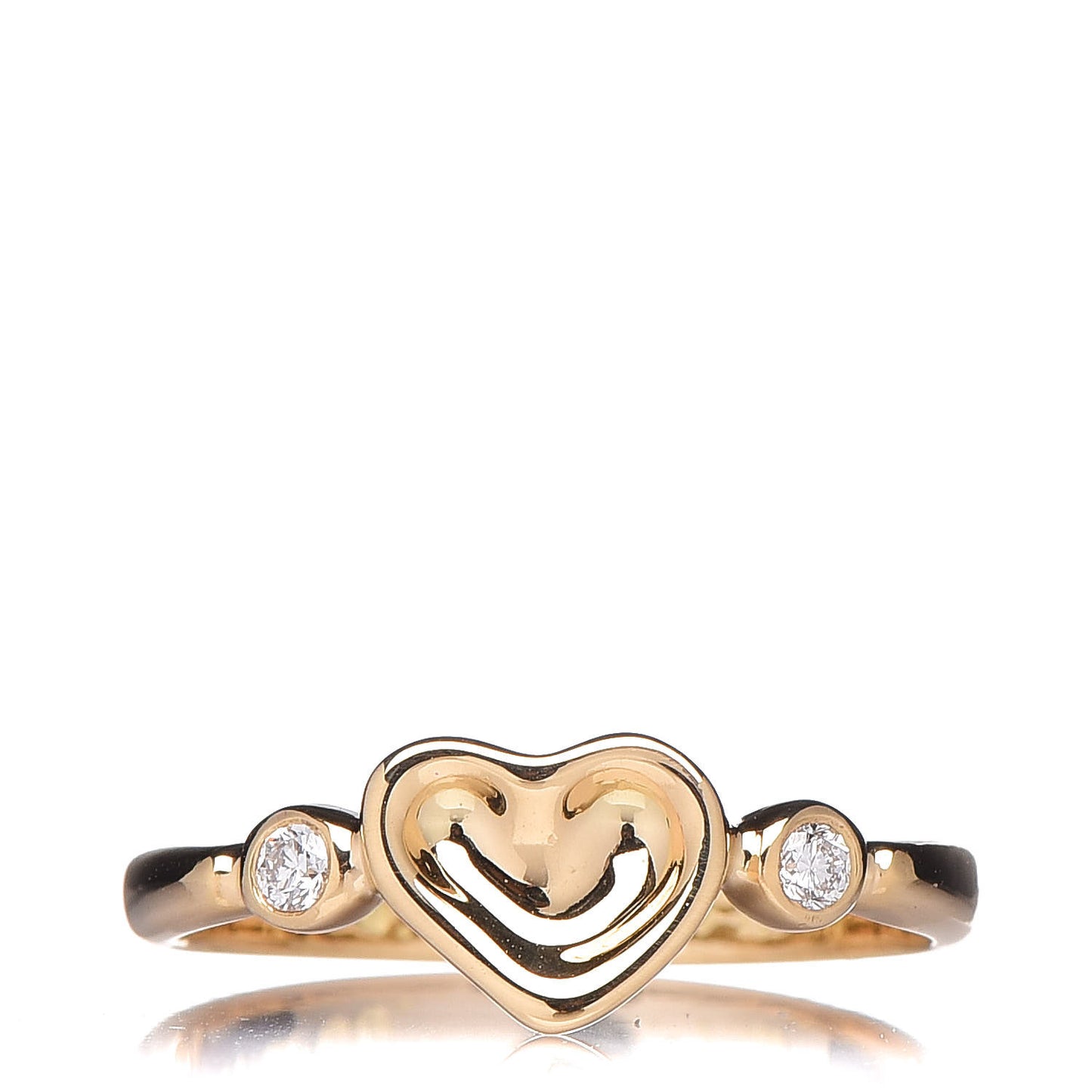 18K Yellow Gold Diamond Elsa Peretti Full Heart Heart Ring 50 5.5