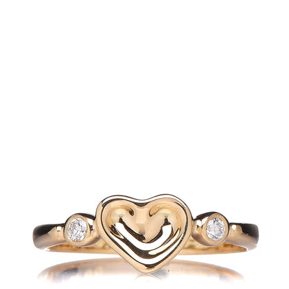 Tiffany 18K Yellow Gold Diamond Elsa Peretti Full Heart Heart Ring 50 5.5 1 of 7