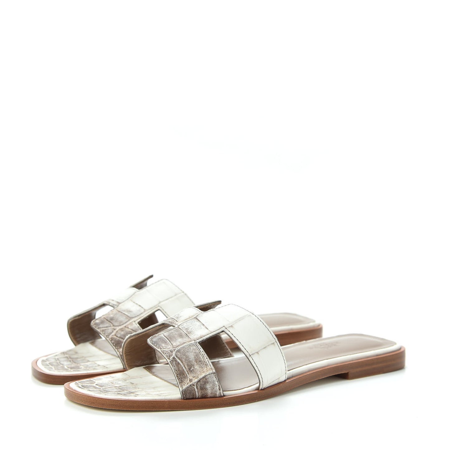 Matte Niloticus Crocodile Himalaya Oran Sandals 38 Blanc