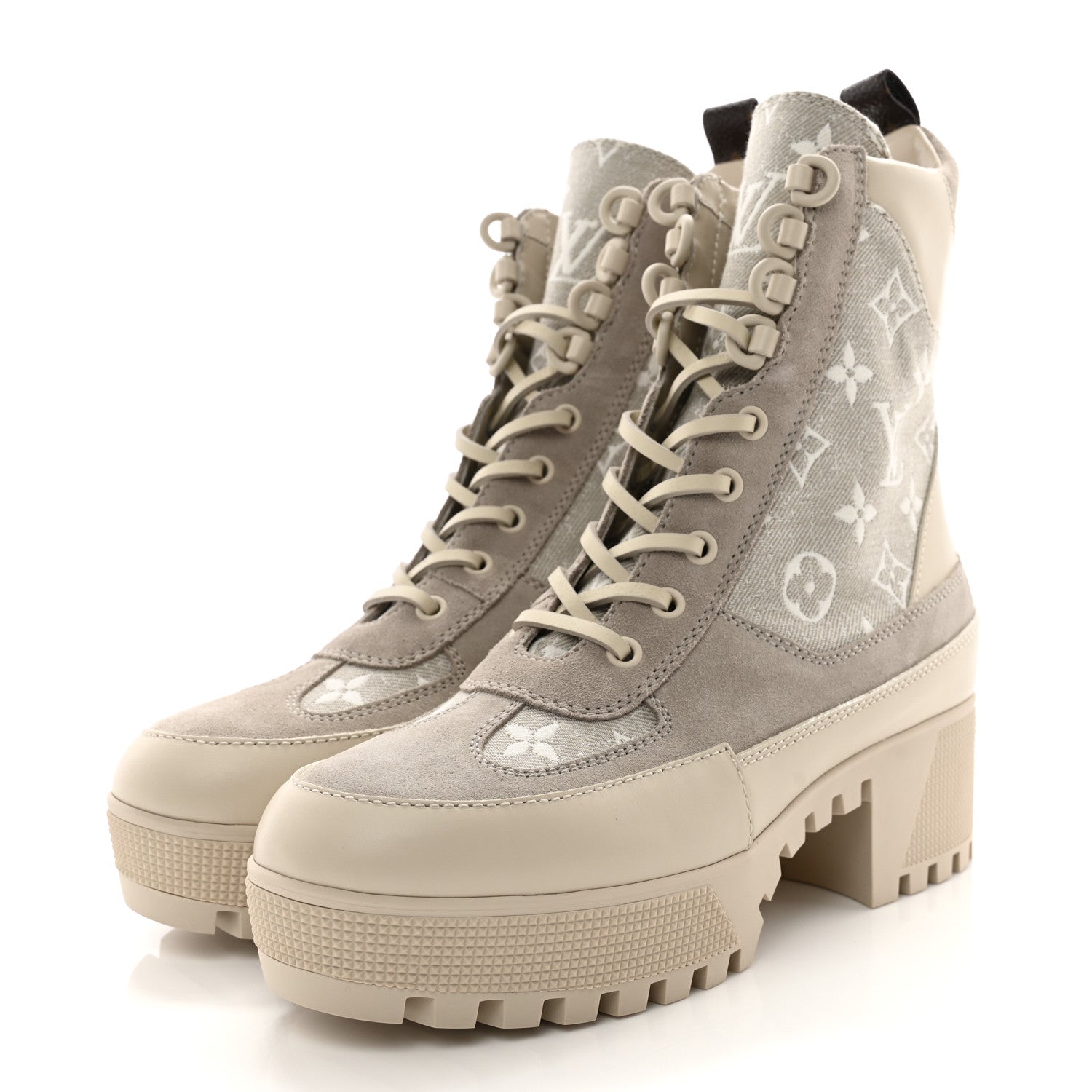Louis Vuitton Suede Calfskin Laureate Platform Desert Boots 38 Taupe 3 of 10