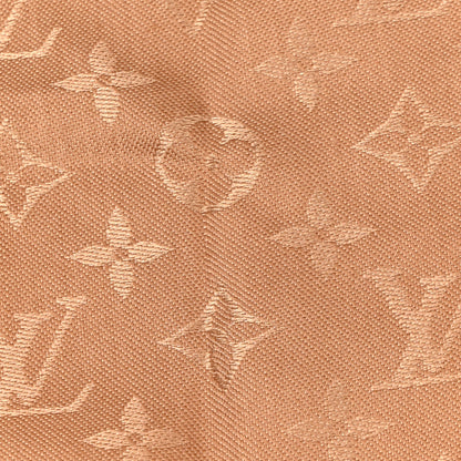 Louis Vuitton Silk Wool Monogram Shine Shawl Caramel 7 of 14