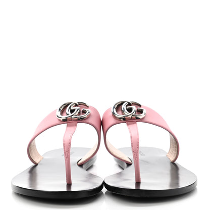 Gucci Calfskin GG Marmont Thong Sandals 37.5 Wild Rose 2 of 10
