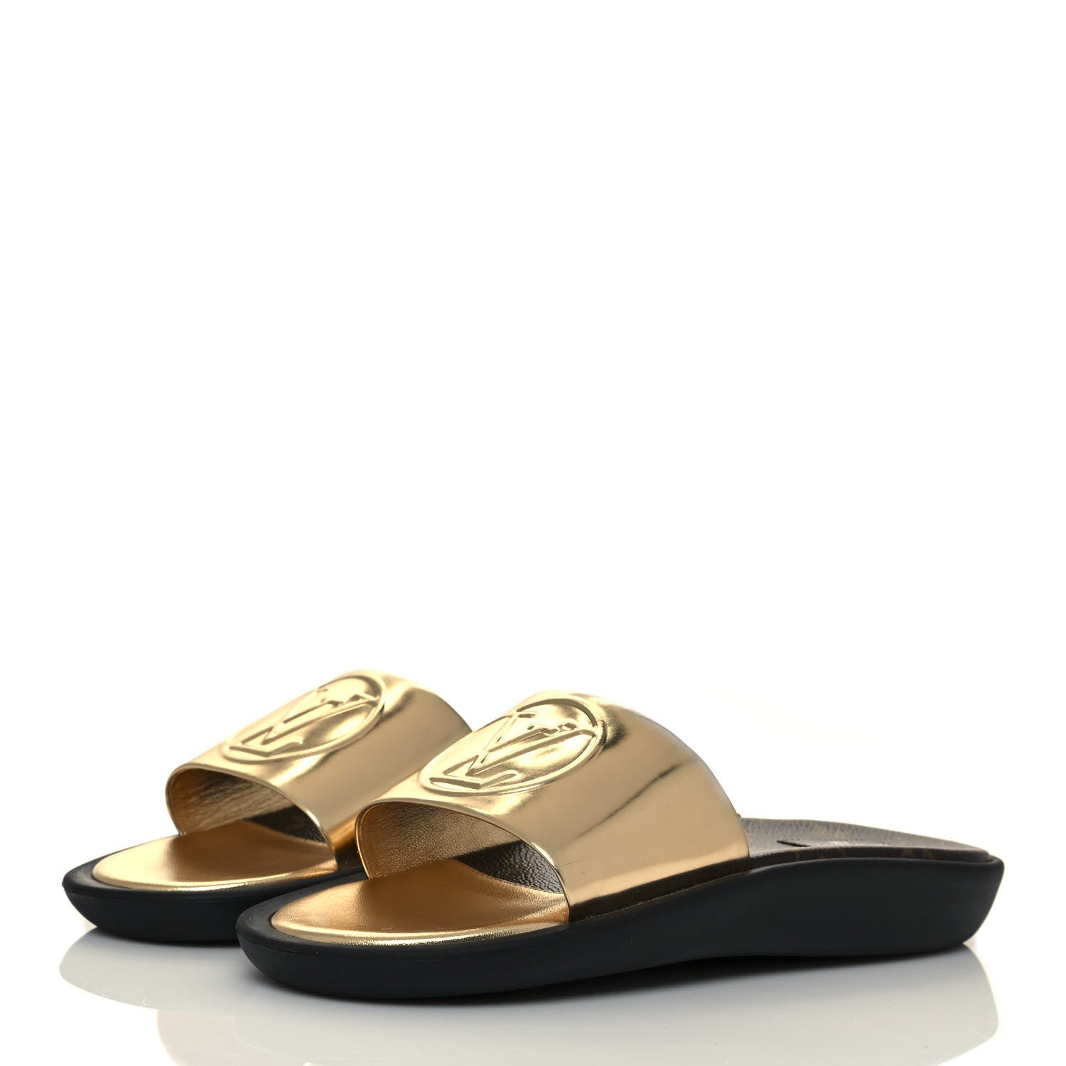 Louis Vuitton Metallic Calfskin Sunbath Slide Sandals 38 Gold 3 of 7