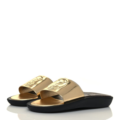Louis Vuitton Metallic Calfskin Sunbath Slide Sandals 38 Gold 3 of 7