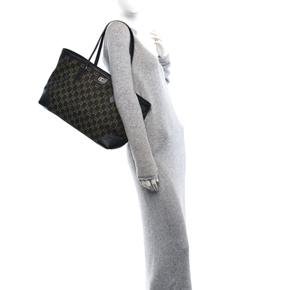 Gucci Jacquard Black Denim GG Monogram Medium Ophidia Shopping Tote Black Ivory 3 of 18