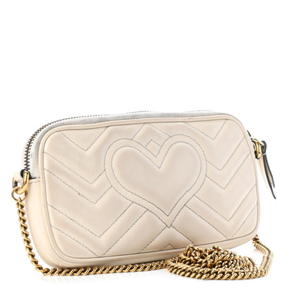 Gucci Calfskin Matelasse Mini GG Marmont Chain Crossbody Bag White 3 of 10