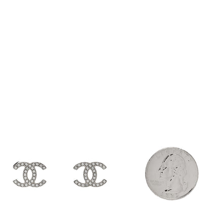 Chanel Crystal Mini Timeless CC Earrings Silver 2 of 5