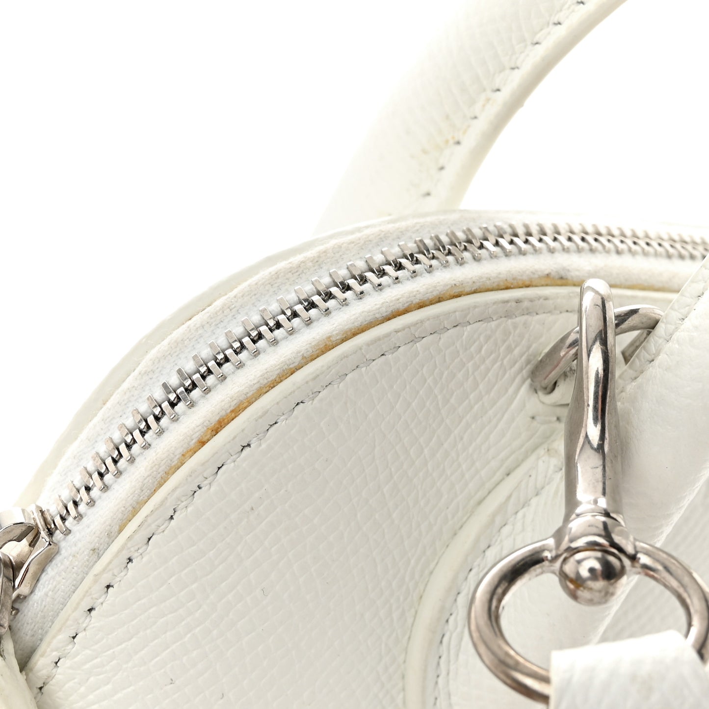 Grained Calfskin XXS Ville Top Handle Bag White Black