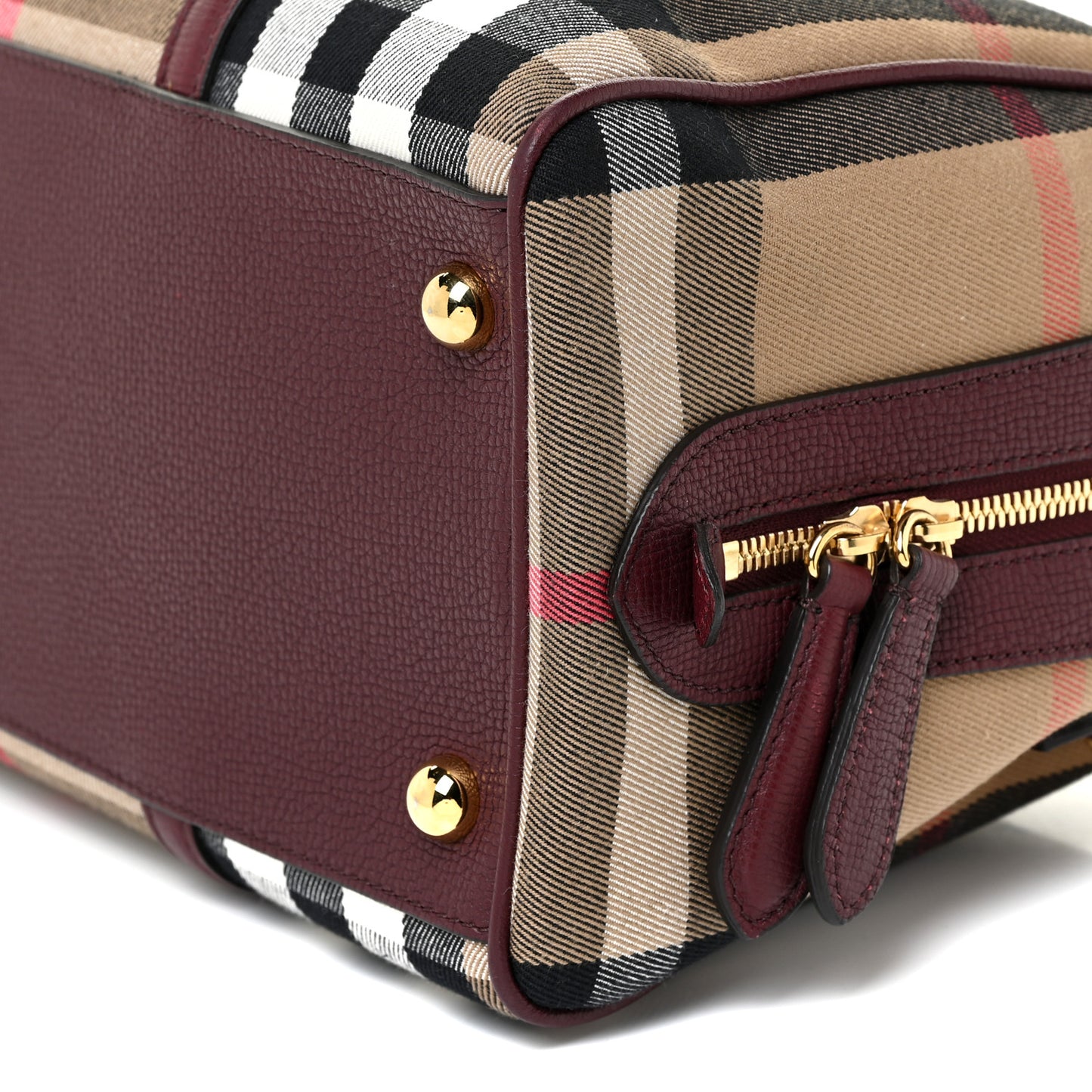 House Check Derby Calfskin Medium Alchester Bowling Bag Mahogany Red