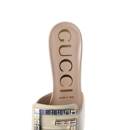 Gucci Malaga Kid Crystal Square G Madelyn Mules 38 Vintage White 7 of 10