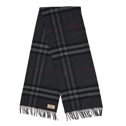 Burberry Cashmere Classic Check Fringe Scarf Charcoal 2 of 3