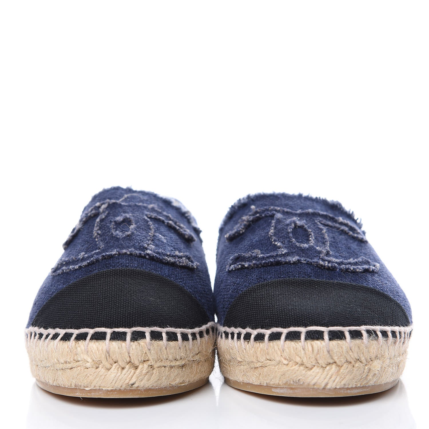Chanel Denim Toile CC Espadrilles 39 Navy Black 2 of 10