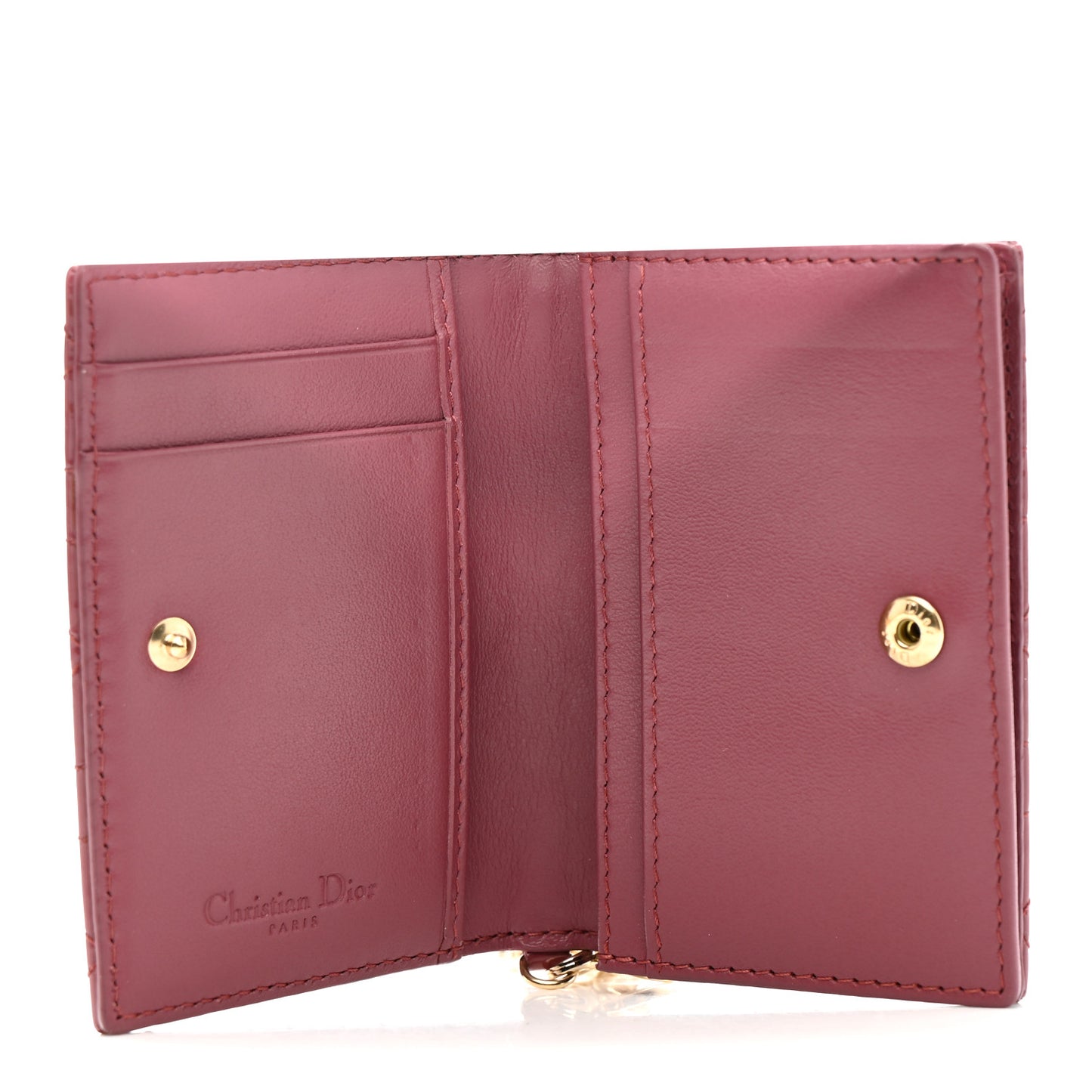 Patent Cannage Small Lady Dior Flap Card Holder Pink