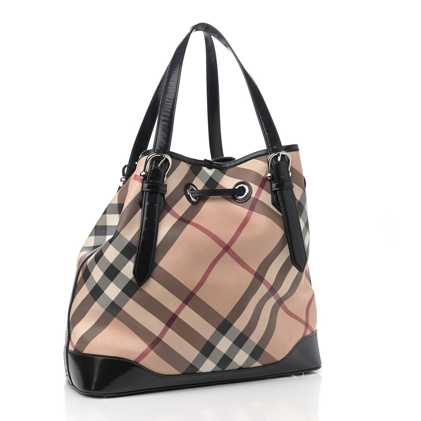 Supernova Check Drawstring Tote Black