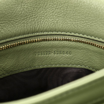 Gucci Roxy Calfskin Web Medium Blondie Top Handle Shoulder Flap Bag Salamander Green 7 of 10