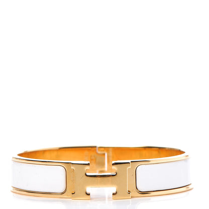 Hermes Enamel Narrow Clic Clac H Bracelet PM White 1 of 5