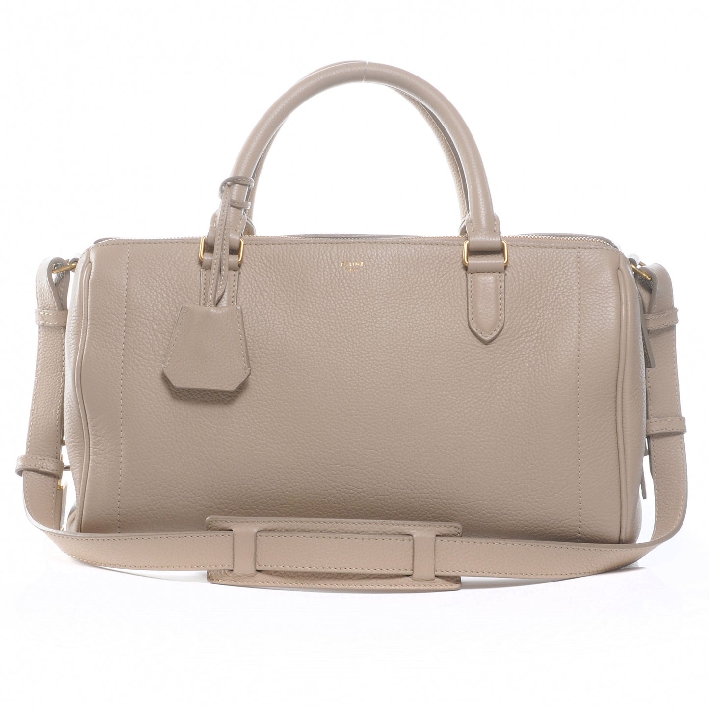 Drummed Leather Asymmetrical Satchel Dune