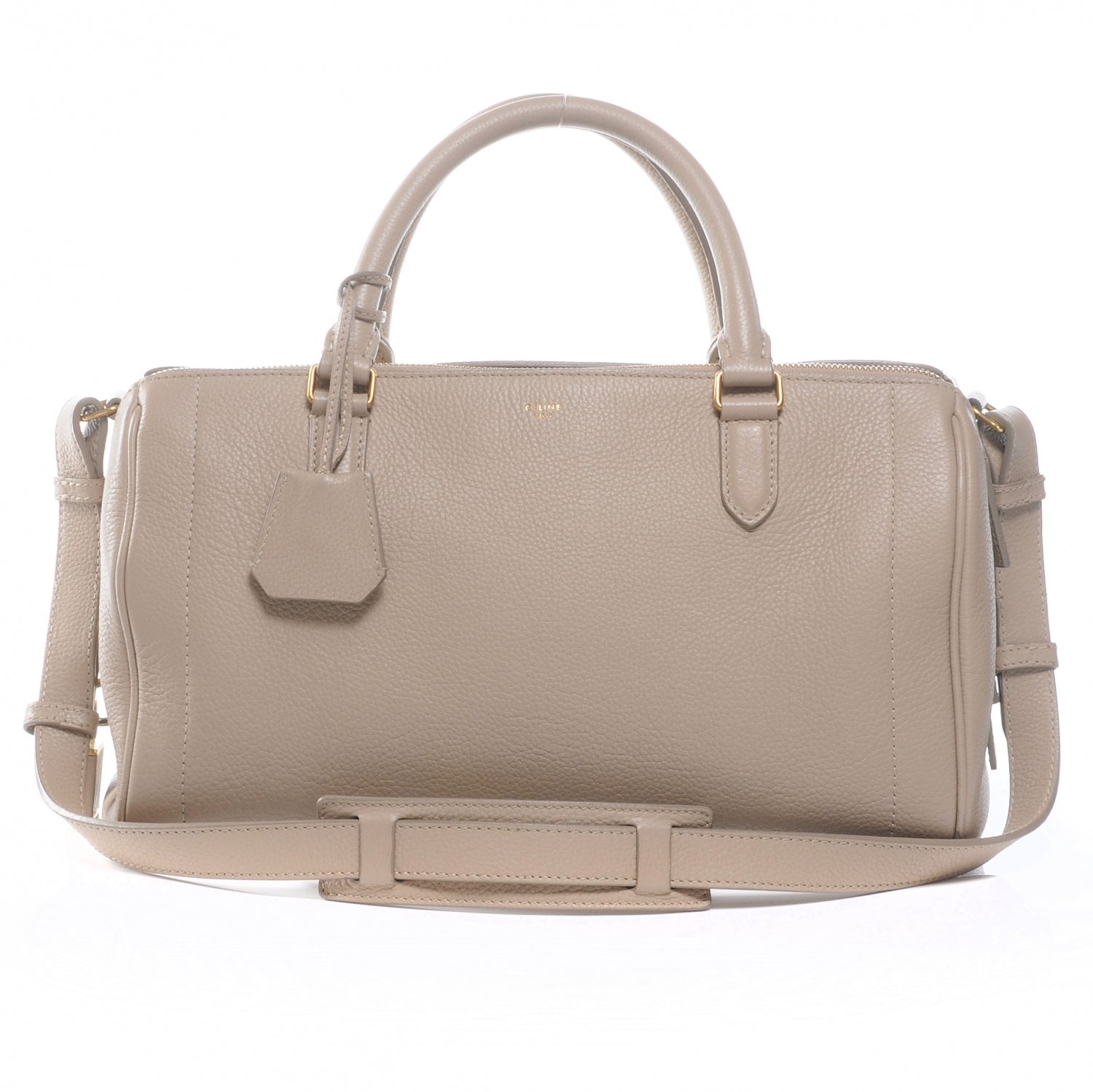 Celine Drummed Leather Asymmetrical Satchel Dune 1 of 7