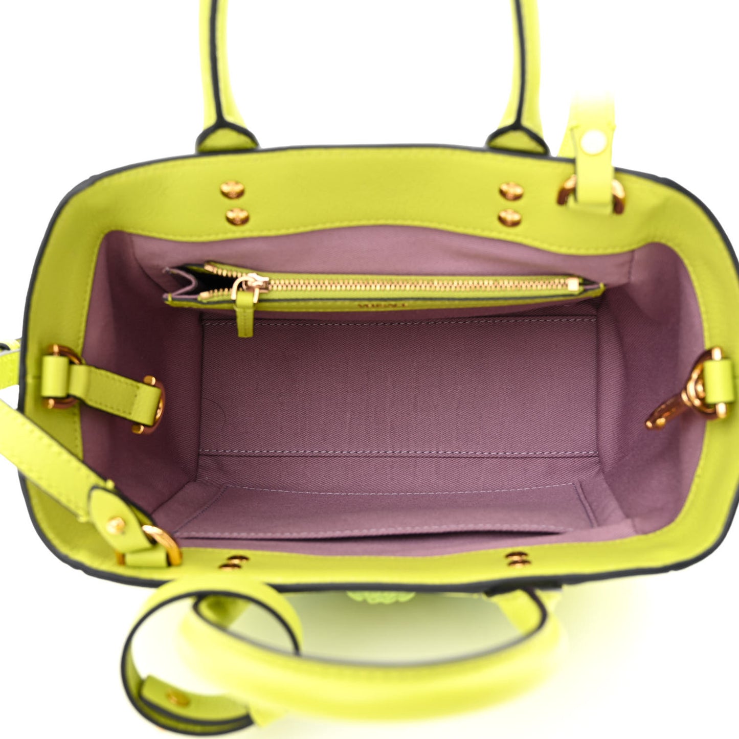 Grained Calfskin Small La Medusa Chain Tote Citron