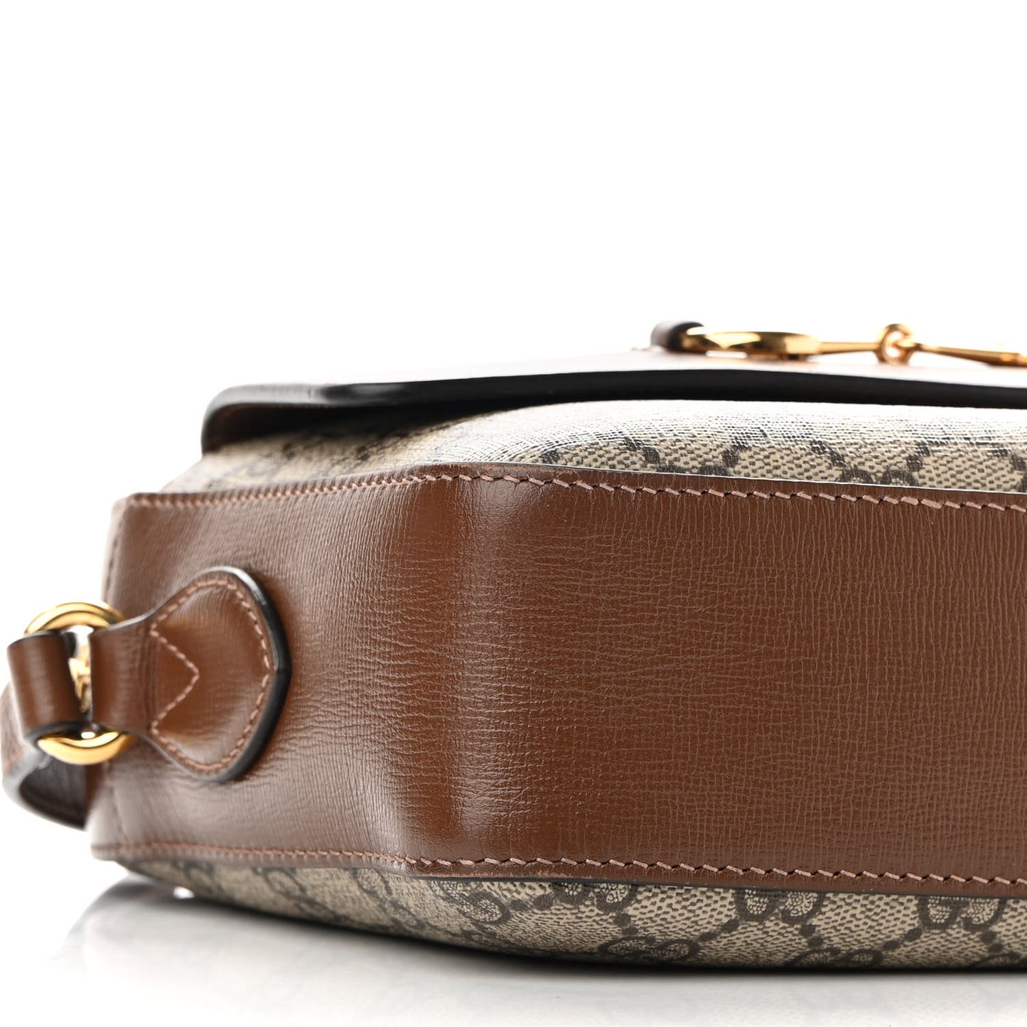 GG Supreme Monogram Small Horsebit 1955 Shoulder Bag Beige Brown Sugar