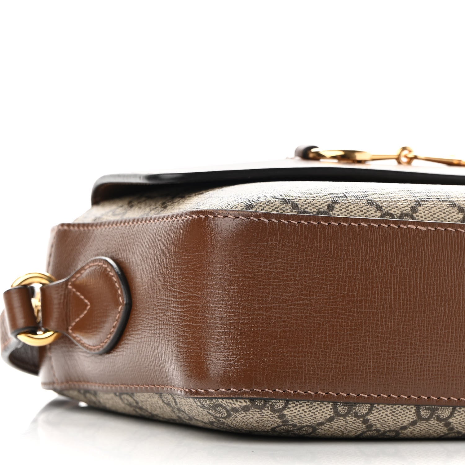 Gucci GG Supreme Monogram Small Horsebit 1955 Shoulder Bag Beige Brown Sugar 9 of 10