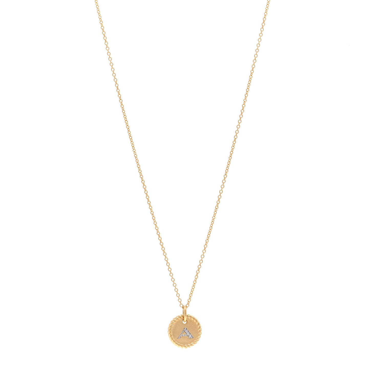 DAVID YURMAN 18K Yellow Gold Diamond Initial A Charm Necklace