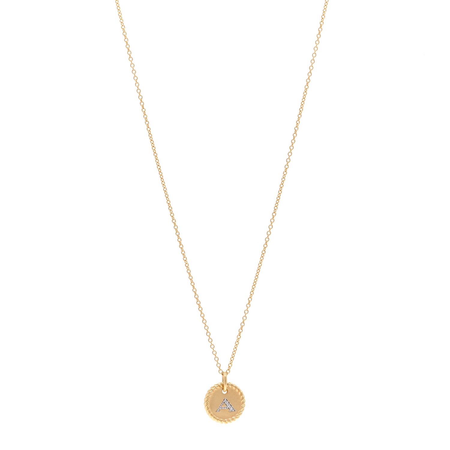 David Yurman DAVID YURMAN 18K Yellow Gold Diamond Initial A Charm Necklace 1 of 5