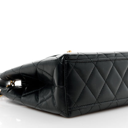 Chanel Shiny Aged Calfskin Quilted Nano Kelly Shopper Black 9 of 12