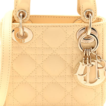 Christian Dior Lambskin Cannage Micro Lady Dior Soft Yellow 6 of 11
