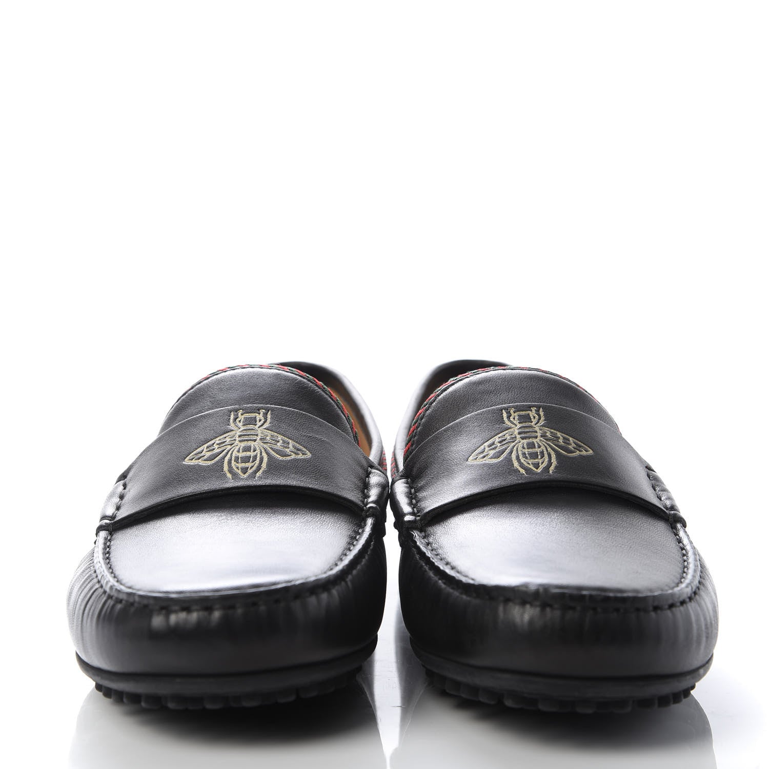 Gucci Nappa Mens Bee Driver Loafers 8.5 Black 2 of 10