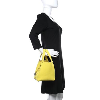 Hermes Taurillon Clemence Picotin Lock 18 PM Jaune De Naples 2 of 10