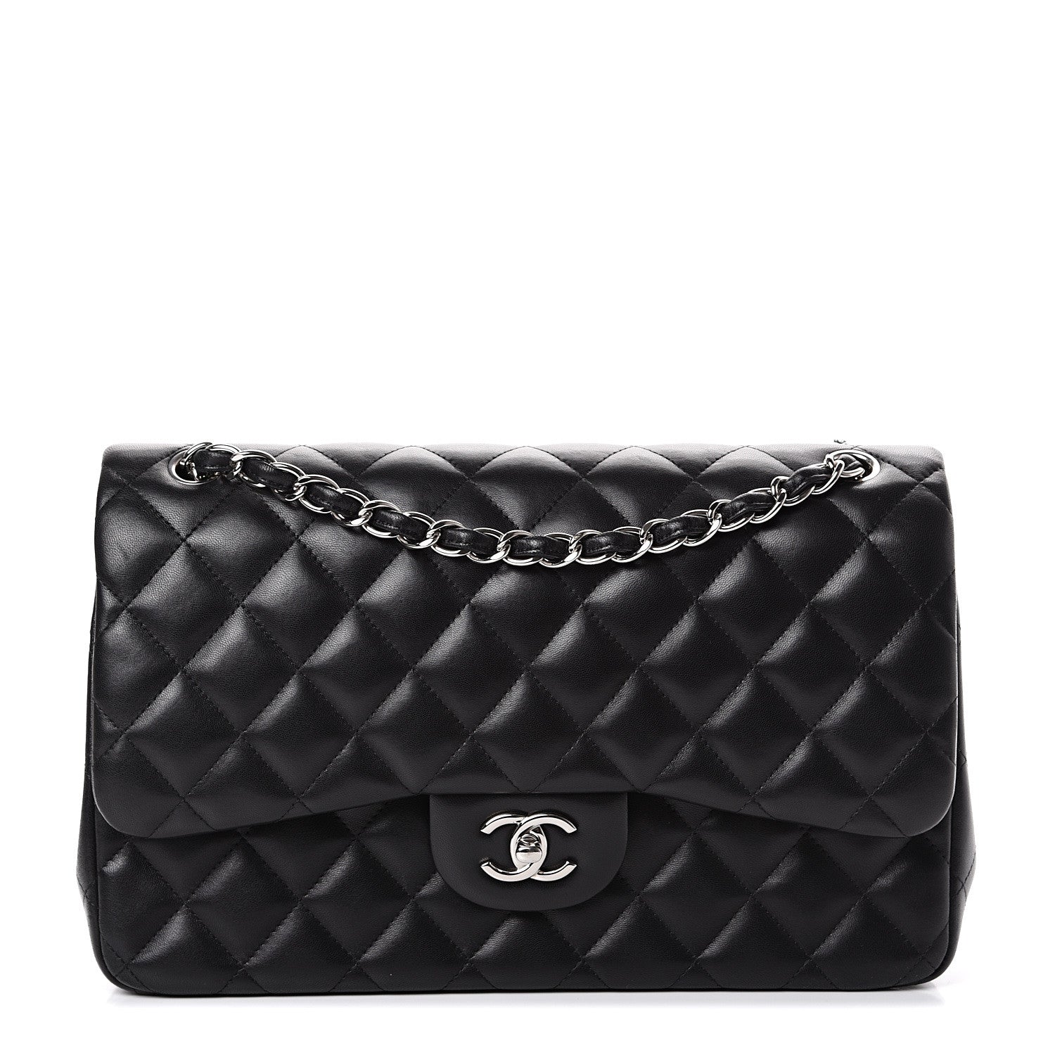 Chanel Lambskin Quilted Jumbo Double Flap Black 1 of 14