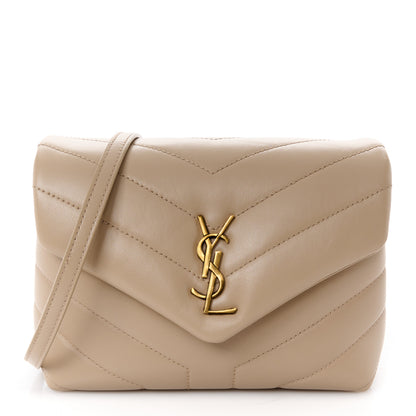Saint Laurent Calfskin Y Quilted Monogram Toy Loulou Crossbody Bag Dark Beige 1 of 11