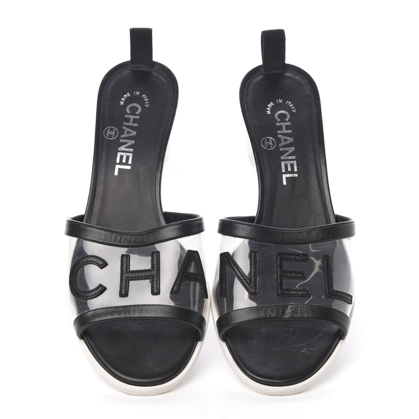 PVC Lambskin Logo Mules 37 Black