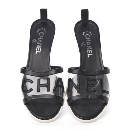 Chanel PVC Lambskin Logo Mules 37 Black 5 of 10