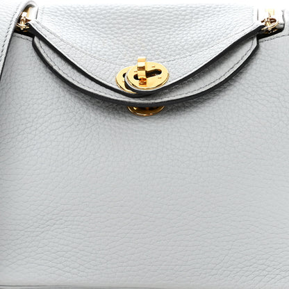 Hermes Taurillon Clemence Mini Lindy 20 Bleu Pale 8 of 11