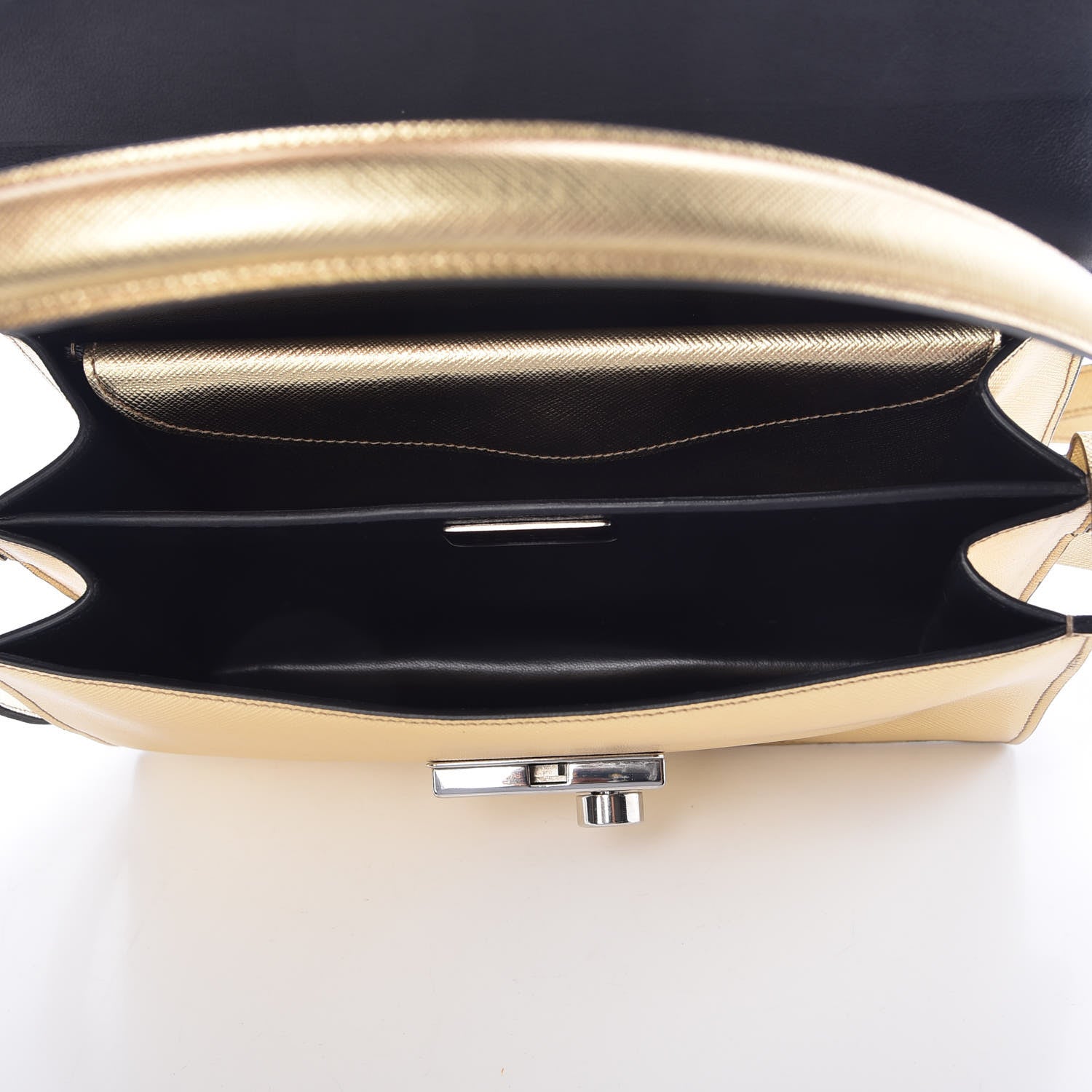 Prada Saffiano Lux Sound Shoulder Bag Gold 6 of 9