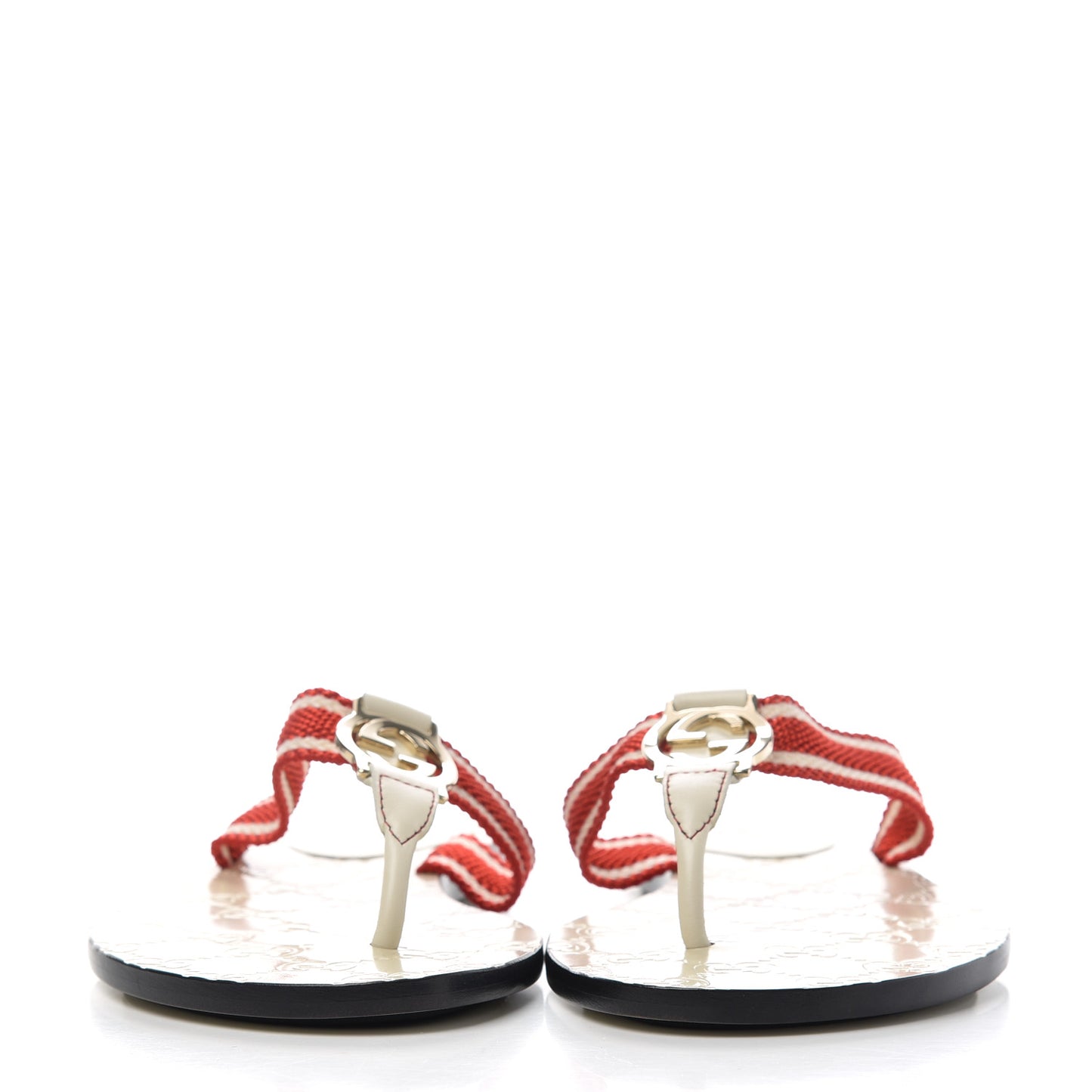 Guccissima Web Interlocking G Womens Thong Sandals 35.5 Mystic White Tabasco Red