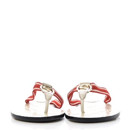 Gucci Guccissima Web Interlocking G Womens Thong Sandals 35.5 Mystic White Tabasco Red 2 of 10