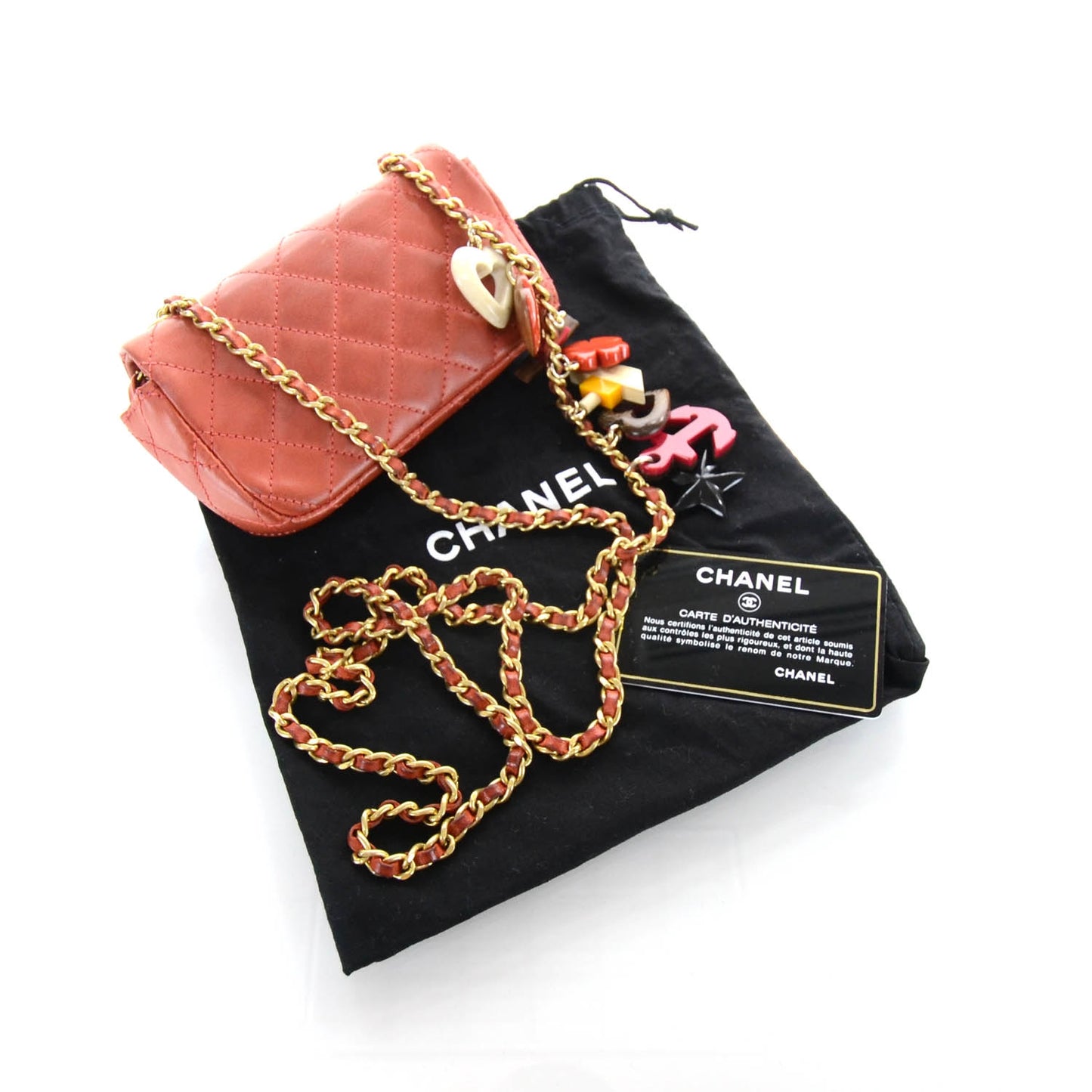 Lambskin Quilted Cruise Charm Mini Flap Red